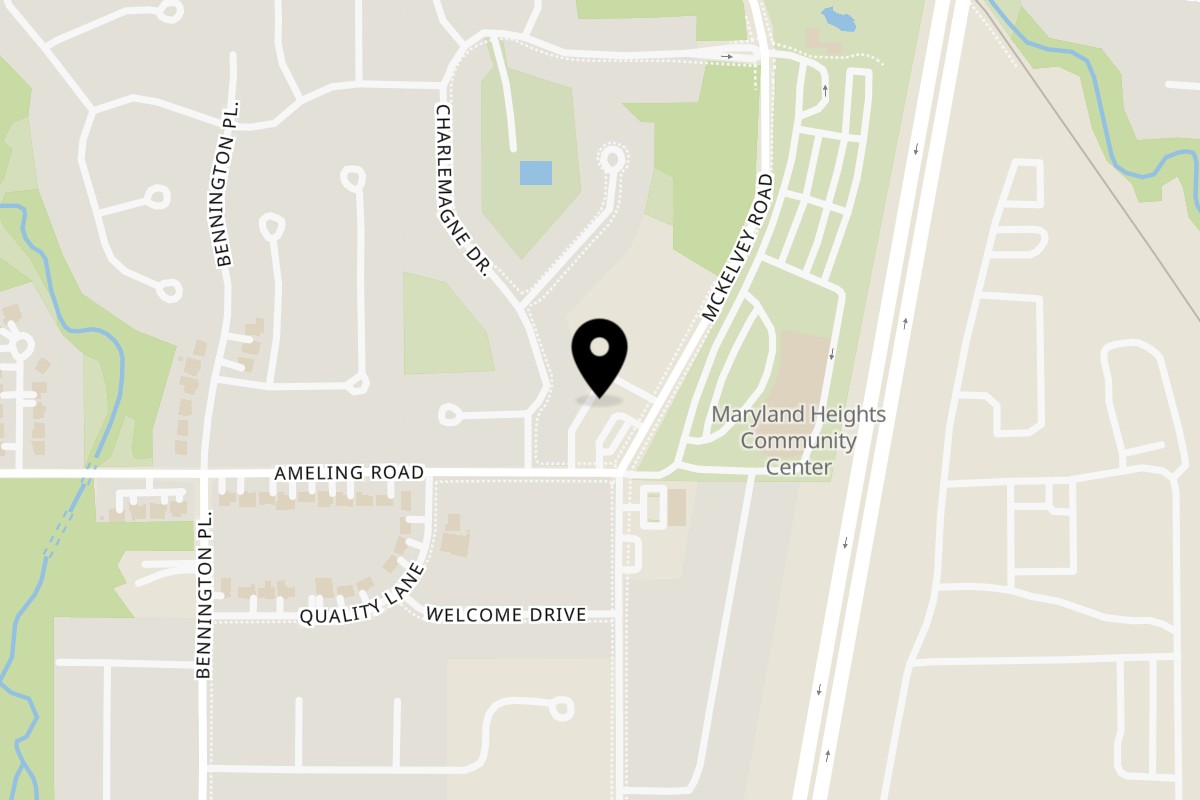 Map showing the location of Quick Crave on 2313 McKelvey Rd in Maryland Heights